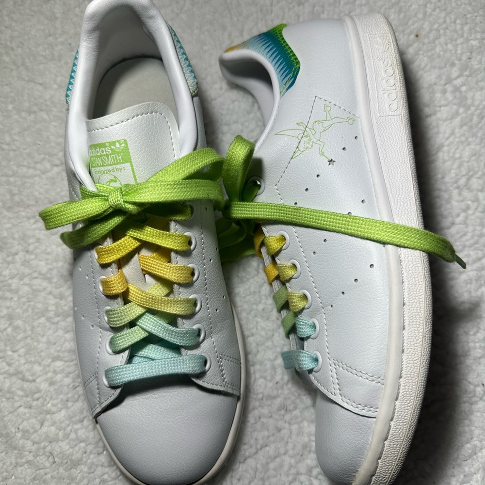 adidas x Disney Tinkerbell Women's Sneakers with Green, Yellow & Light Blue Lace - Picture 9 of 10